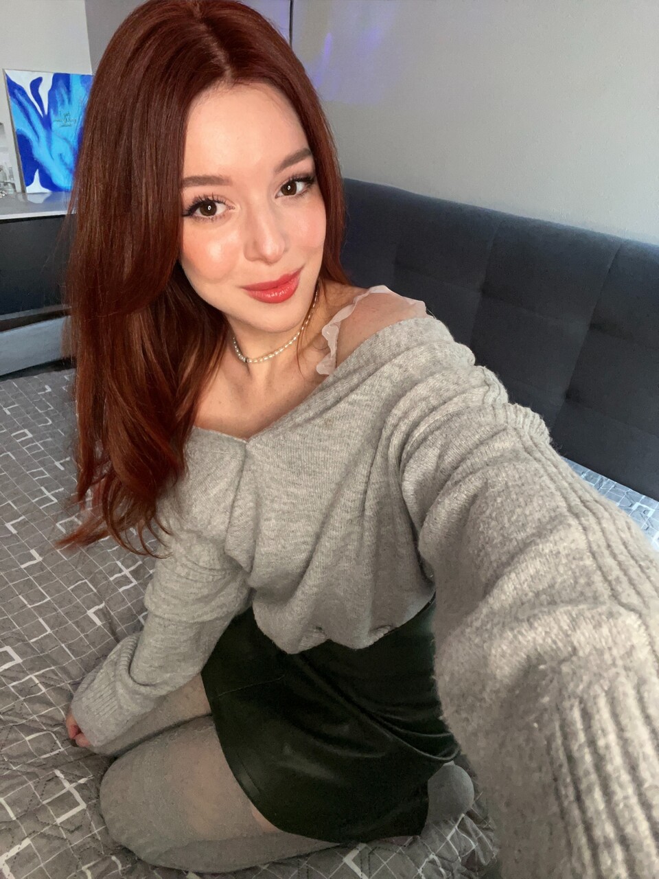 OnlyFans teen Sofi Foxxxy makes silly faces & squeezes her big tits in a solo
