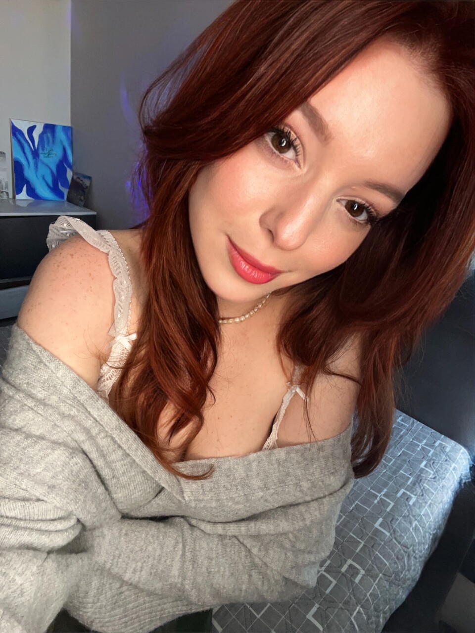 OnlyFans teen Sofi Foxxxy makes silly faces & squeezes her big tits in a solo