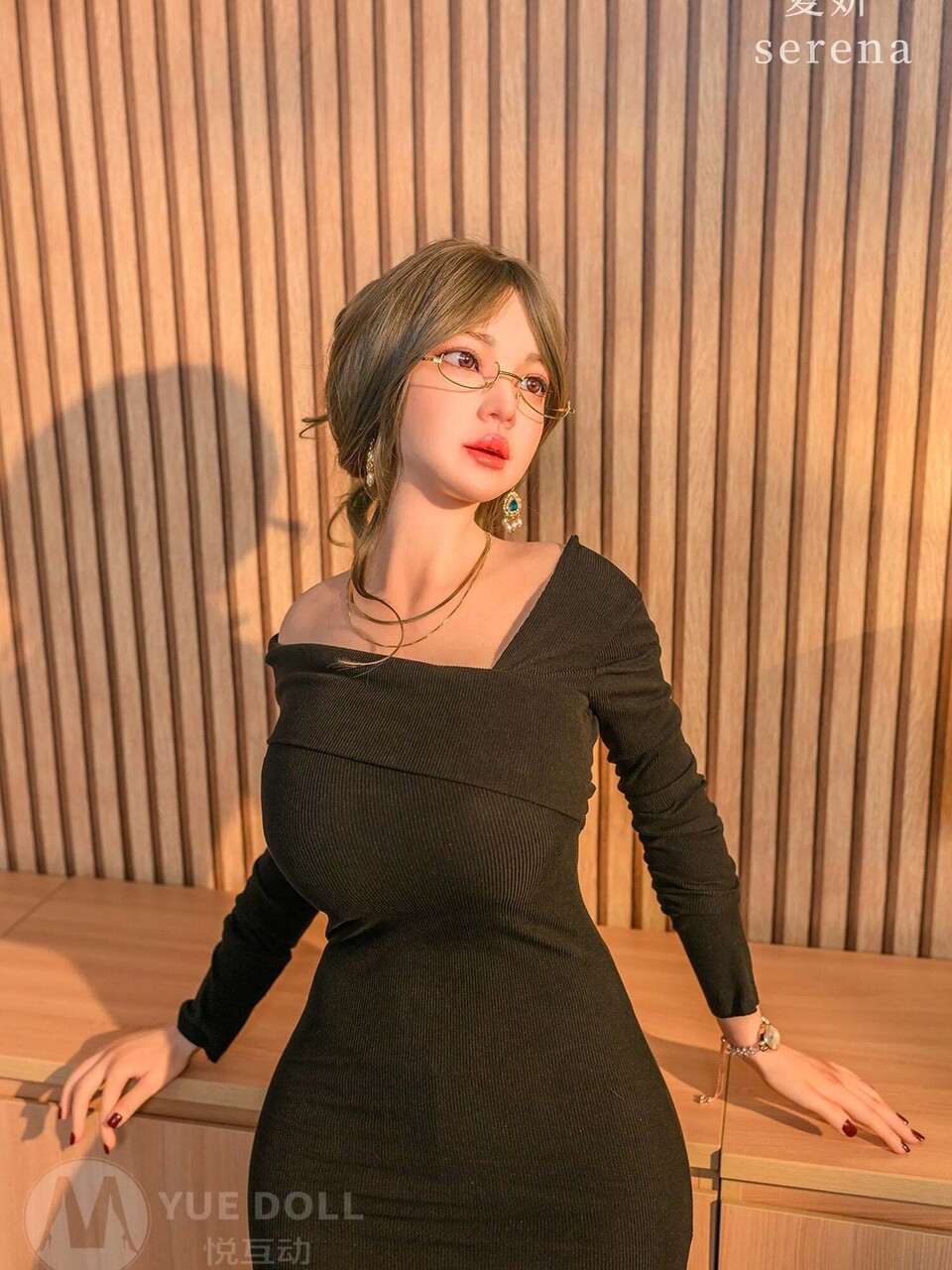Solo girl strips her sexy sex doll body down to a garter belt and nylons