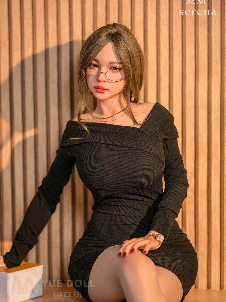 Solo girl strips her sexy sex doll body down to a garter belt and nylons