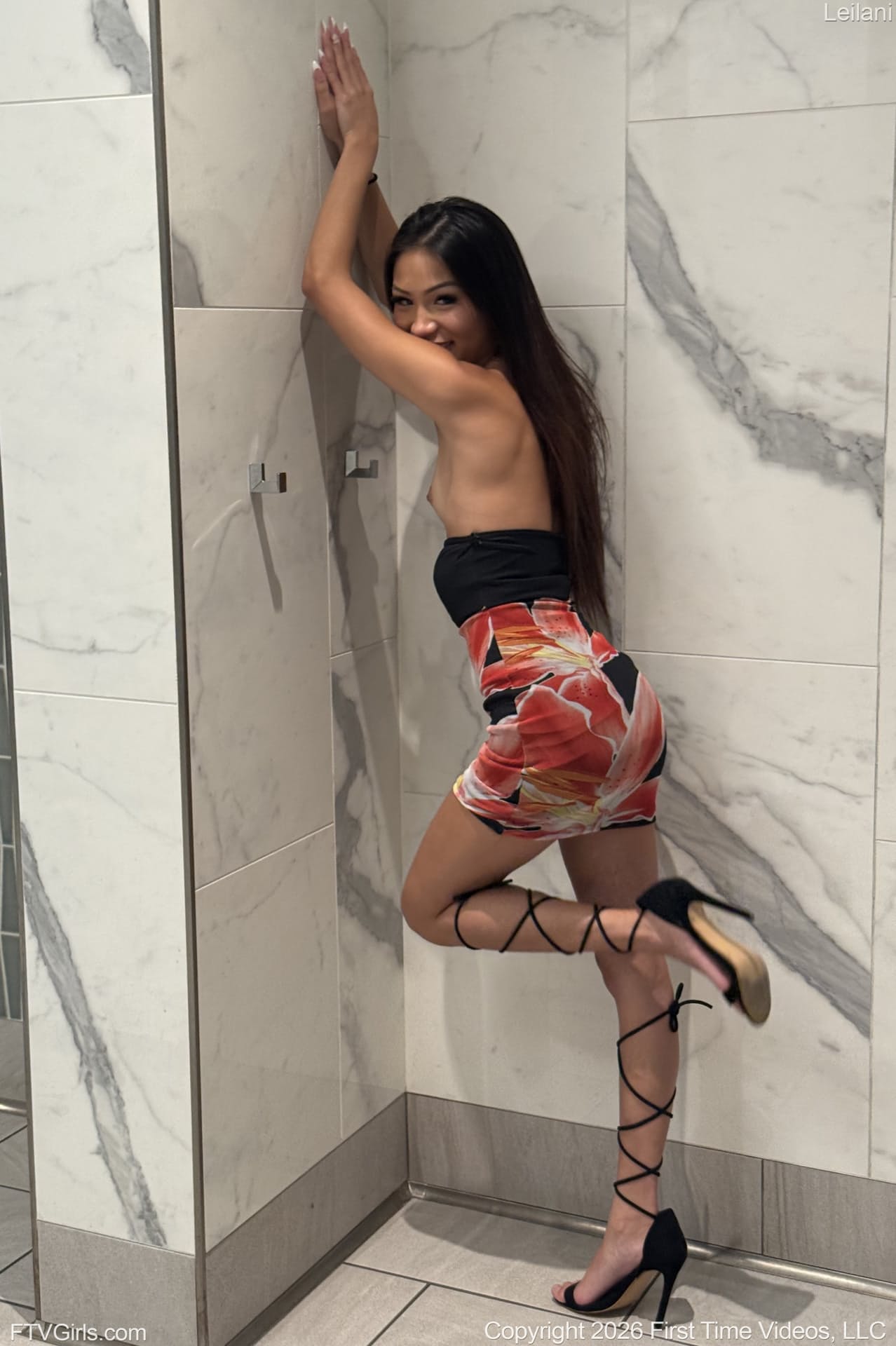 Pretty girl shows her tits and pussy in public places and in a vehicle