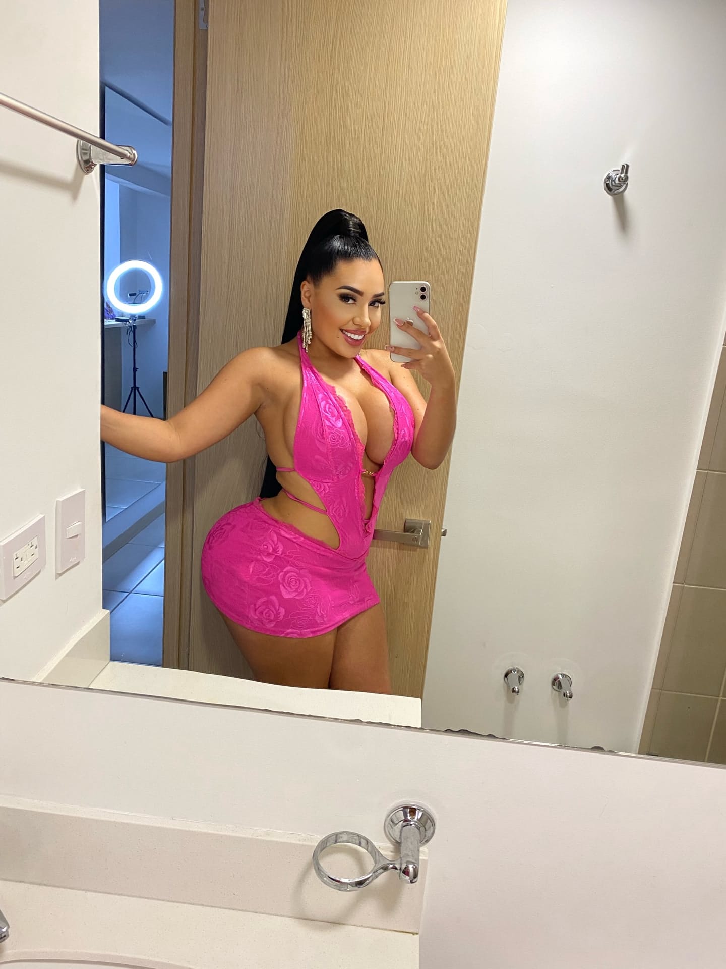 Hot Latina girl shows her huge tits and big ass in public and private locations