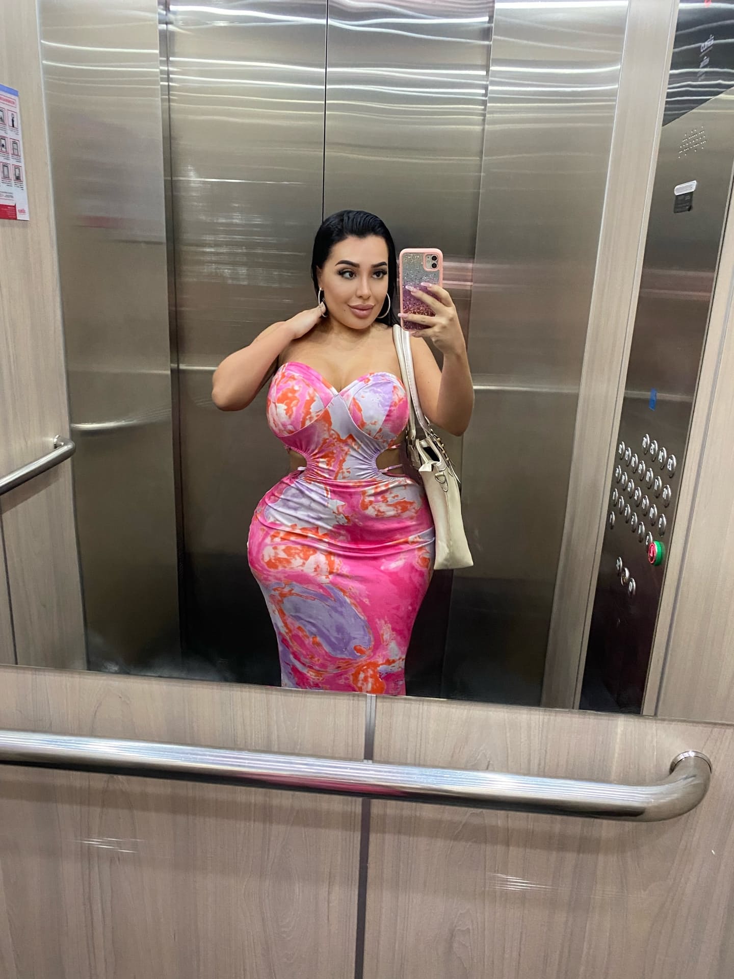 Hot Latina girl shows her huge tits and big ass in public and private locations