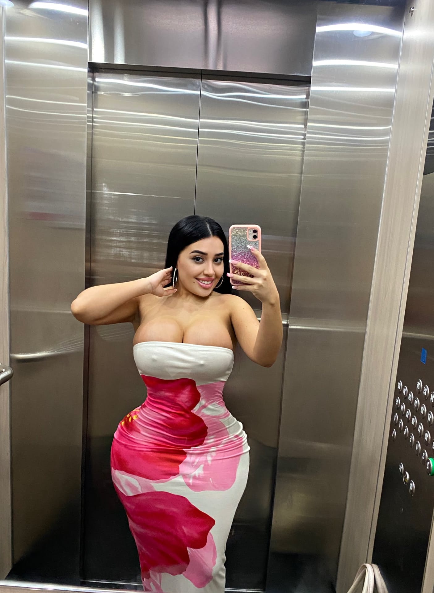 Hot Latina girl shows her huge tits and big ass in public and private locations
