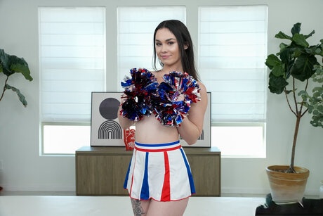 Naughty cheerleader Alina Voss fingers her butthole while having POV sex