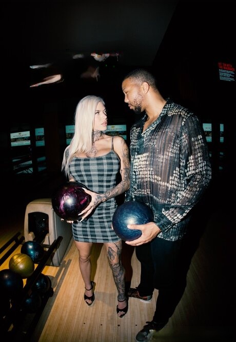 Tattooed blonde Chantal Danielle has sex with a black man after bowling