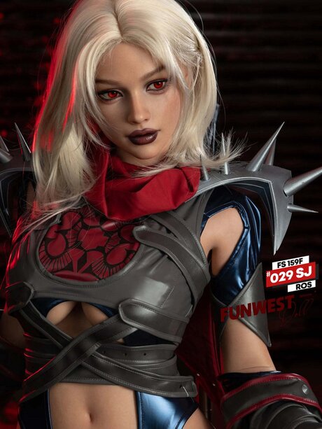 Hot female sex doll gets naked after being removed from her armor