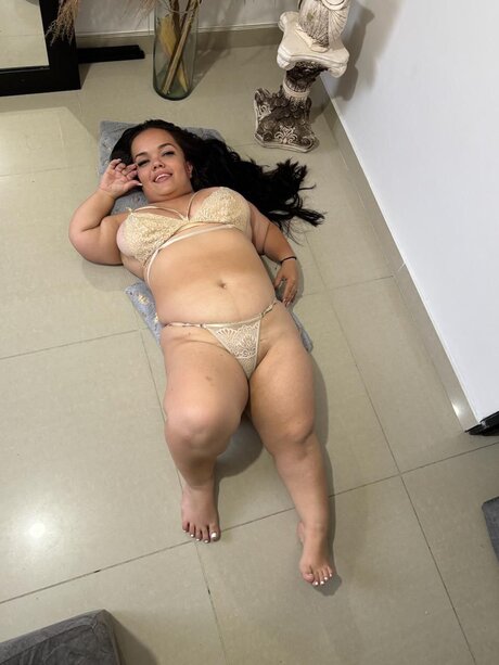 Latina chick with long hair models a see through pretties and a thong